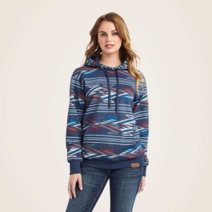 Ariat All Over print Chimayo Hoodie Navy | 308EMFJID