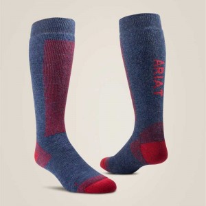 Ariat AriatTEK Merino Socks Navy / Red | 371PBQEKJ