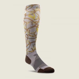 Ariat AriatTEK Slim Printed Socks Zinc Bridle | 207JUMDGX