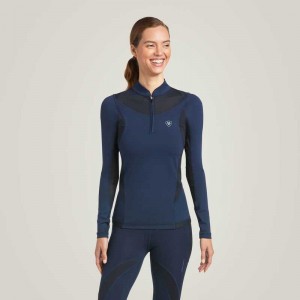 Ariat Ascent 1/4 Zip Baselayer Navy | 317GBXCKQ