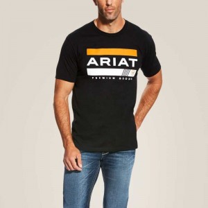 Ariat Bar Stripe T-Shirt Black | 354KPHZBD