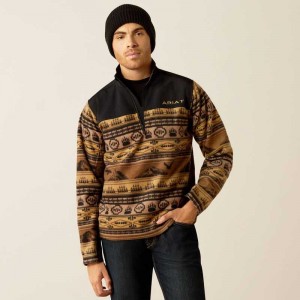 Ariat Basis 2.0 1/4 Zip Sweatshirt Brown | 015KSXRDW