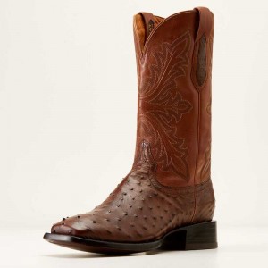 Ariat Bench Made Bassett Western Boot Bourbon Full Quill Ostrich | 837KRAWOG