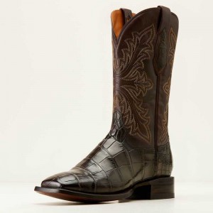 Ariat Bench Made Bassett Western Boot Hickory American Alligator | 045MWXIUA