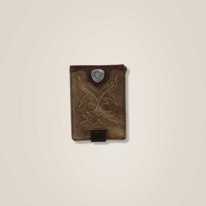 Ariat Bifold Wallet Shaft Stich Brown | 247KQNHBT