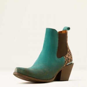 Ariat Bradley Western Boot Peacock Turquoise / Brown Leopard | 657PSRKJU