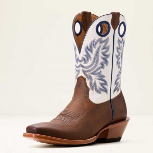 Ariat Bronc Stomper Cowboy Boot Orange Brown / White | 251PNTMCS