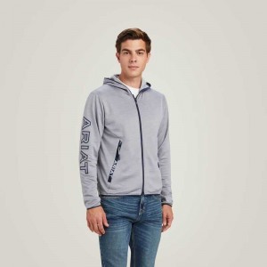 Ariat Byron Full Zip Hoodie Grey | 864GBIRJD