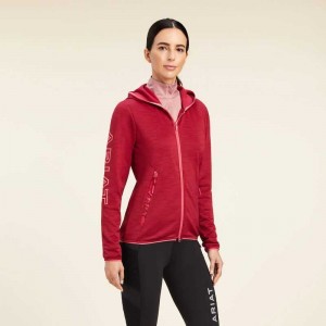 Ariat Byron Full Zip Hoodie Red | 802INZKEA