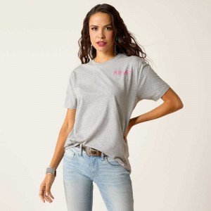 Ariat Cactus Rose T-Shirt Grey | 314HFWMKQ