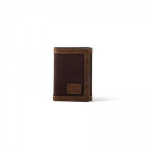 Ariat Canvas Logo Trifold Wallet Brown | 897WAVHZD