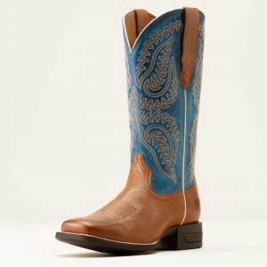 Ariat Cattle Caite Stretchfit Western Boot Blue | 931GHZRKB