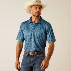 Ariat Charger 2.0 Printed Polo Blue | 386GSDPBA