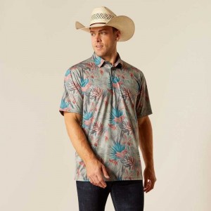 Ariat Charger 2.0 Printed Polo Light Grey | 957CITZWJ