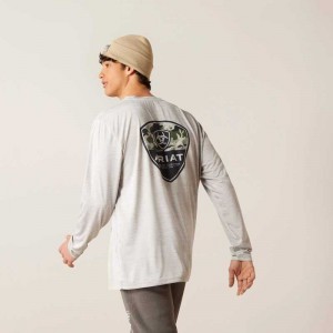 Ariat Charger Camo Corps T-Shirt Grey | 879KPCHBM