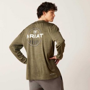 Ariat Charger Roundabout T-Shirt Olive | 168XZSEWY