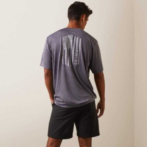 Ariat Charger Vertical Flag Tee Graystone | 973KNOYFL