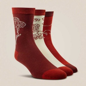 Ariat Charm Crew Socks Dark Red | 738THBFAG