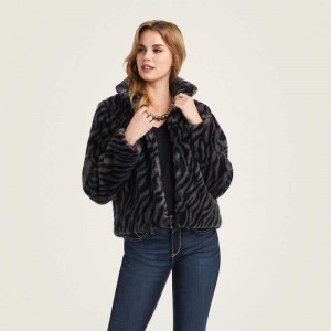 Ariat City Girl Faux Fur Jacket Black | 415BOESAF