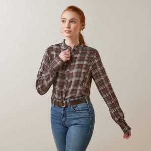 Ariat Clarion Blouse Mole Plaid | 528XBNEWR