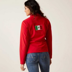 Ariat Classic Team Softshell MEXICO Jacket Red | 394VQFIWD