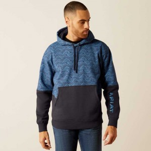 Ariat Color Block Hoodie Blue | 406OSUBKM