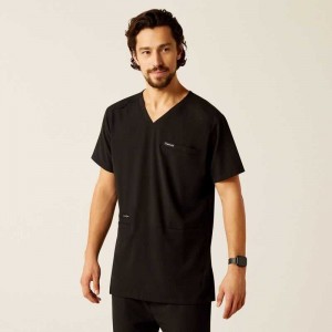 Ariat Derham 6 Pocket Scrub Top Black | 698KEOGBW