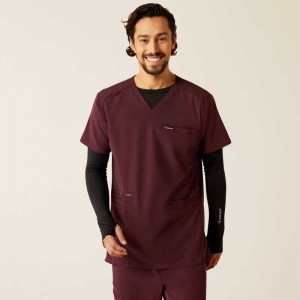 Ariat Derham 6 Pocket Scrub Top Winetasting | 480EVODBR