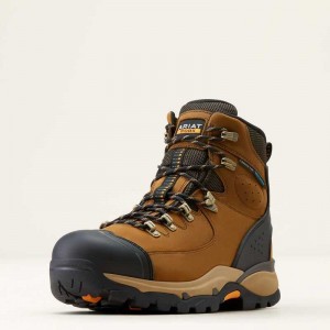 Ariat Endeavor 6' Waterproof Carbon Toe Work Boot Brown | 629BKQHMF