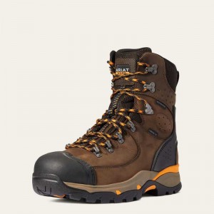 Ariat Endeavor 8' Waterproof Carbon Toe Work Boot Chocolate Brown | 087JYVWCP