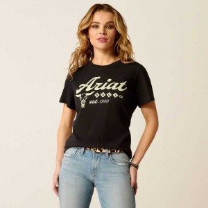 Ariat Established Boot Co T-Shirt Black | 304VDHMYR