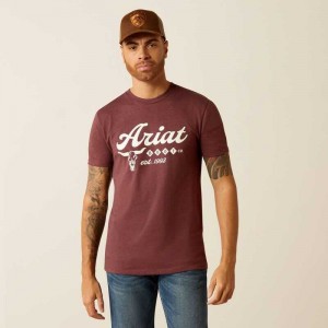 Ariat Established Boot Co. T-Shirt Burgundy | 472ODLRPH