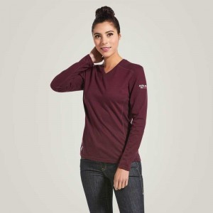 Ariat FR AC Crew Top Malbec | 925LMOEFN