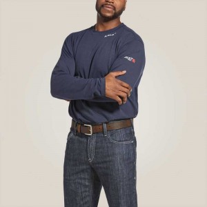 Ariat FR Baselayer T-Shirt Navy / Navy | 876WSZMIP