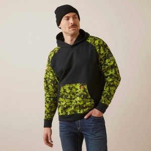 Ariat FR DuraStretch Patriot Hoodie Black / Light Green Camo | 617EWQTIS