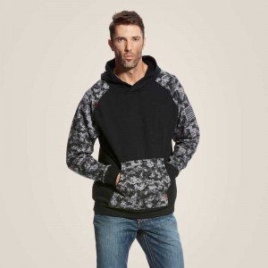 Ariat FR DuraStretch Patriot Hoodie Black | 629NKRZEJ