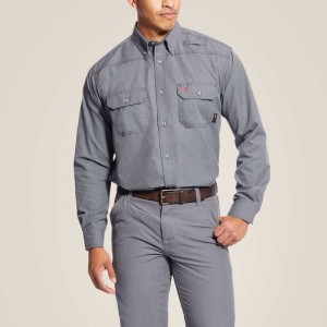 Ariat FR Featherlight Work Shirt Grey | 723UBRKFS