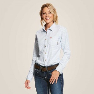 Ariat FR Hermosa DuraStretch Work Shirt White | 538LNKIXF