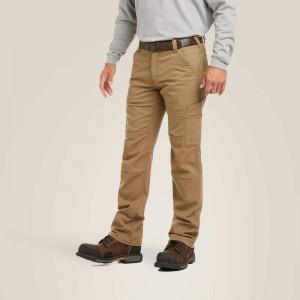 Ariat FR M5 Stretch DuraLight Canvas Stackable Straight Leg Pant Khaki | 239RYXGEL