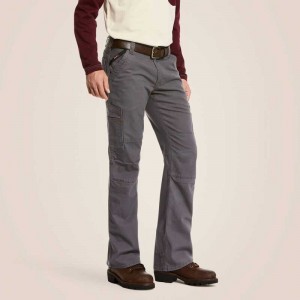 Ariat FR M5 Stretch DuraLight Canvas Stackable Straight Leg Pant Grey | 609DVJXSQ