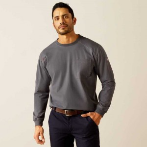 Ariat FR Pima T-Shirt Grey | 748BYJTAS