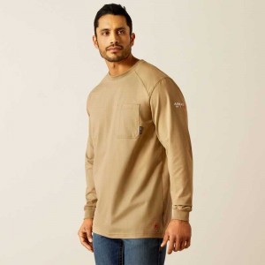 Ariat FR Pima T-Shirt Khaki | 275WKPSZT