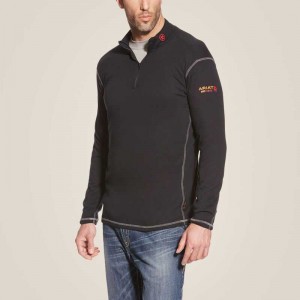 Ariat FR Polartec 1/4 Zip Top Black | 941BEUTSL