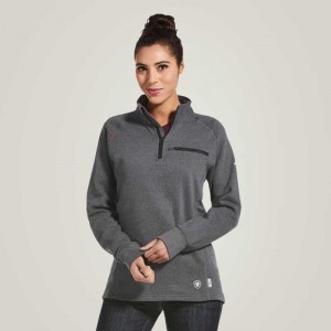 Ariat FR Rev 1/4 Zip Top Grey | 564YMLQHR