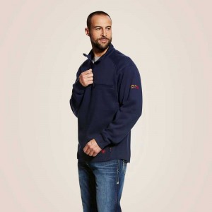 Ariat FR Rev 1/4 Zip Top Navy | 842QGMRCS