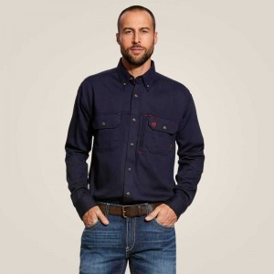 Ariat FR Solid Vent Work Shirt Navy | 276ACFUHE