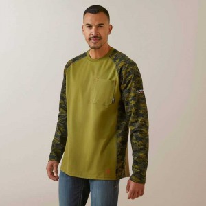 Ariat FR Stretch Camo Baseball T-Shirt Camo | 967KJFIYS