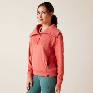 Ariat Fern 1/2 Zip Sweatshirt Heather Baked Apple | 653NZQUIX