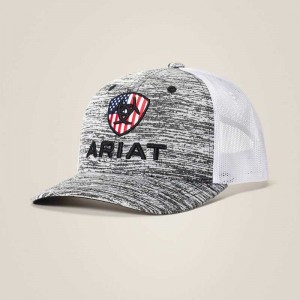 Ariat Flag Shield Mesh Snap Back Cap Grey | 149OZNDRB