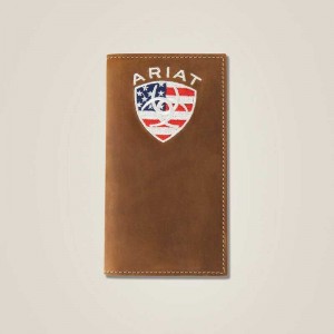 Ariat Flag Shield Rodeo Wallet Brown | 472HSQYPB